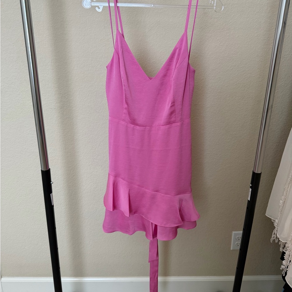 Express Hot Pink Ruffle Hem Romper